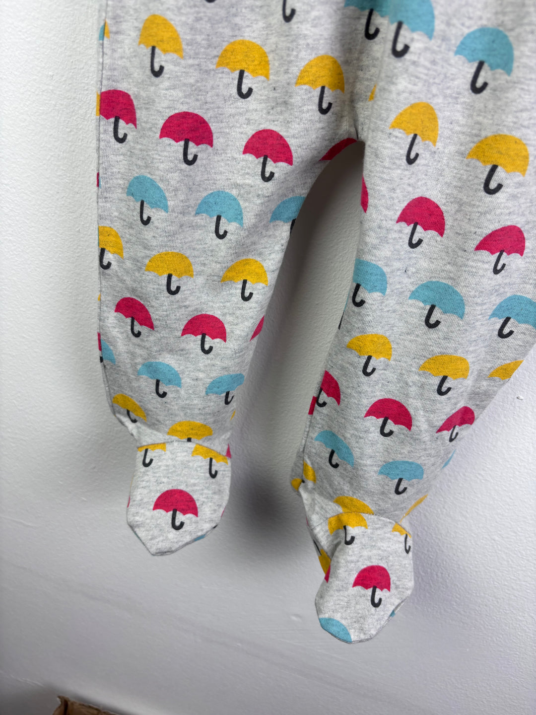 Lucy & Sam Cream Sleepsuit Umbrella Print Frill Strap 6-9 Months-Rompers-Second Snuggle Preloved