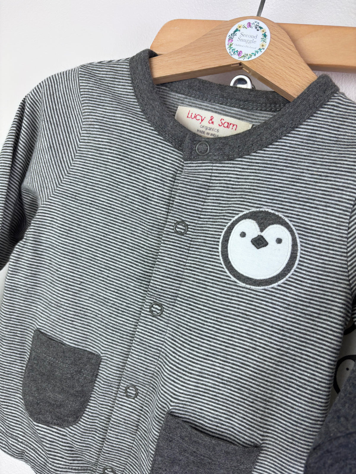 Lucy & Sam Grey Penguin Outfit Set Top Cardigan Leggings 6-9 Months-Sets-Second Snuggle Preloved