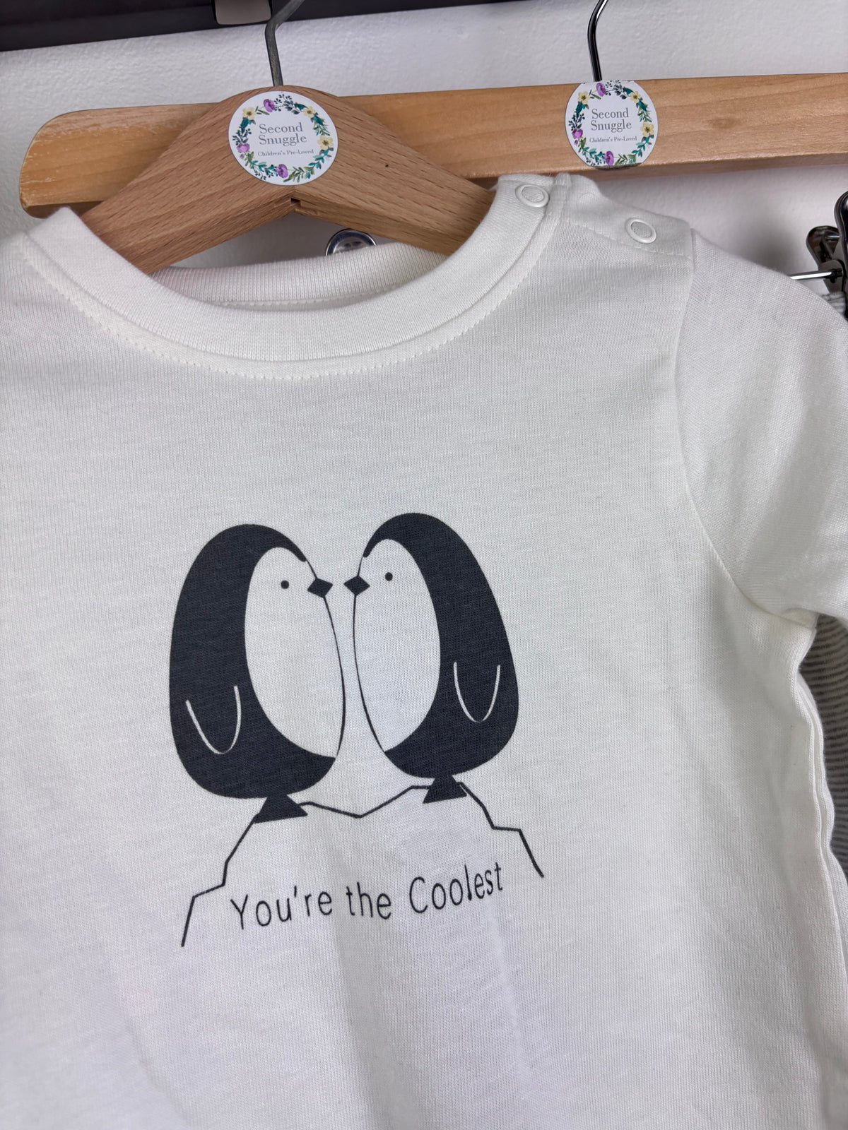 Lucy & Sam Grey Penguin Outfit Set Hoodie Top Leggings 6-9 Months-Sets-Second Snuggle Preloved