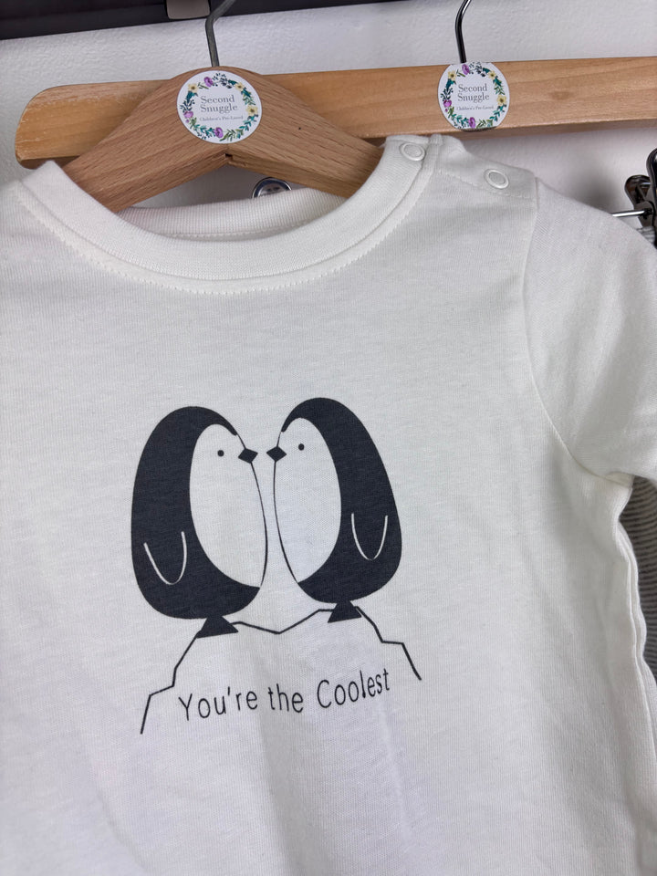 Lucy & Sam Grey Penguin Outfit Set Hoodie Top Leggings 6-9 Months-Sets-Second Snuggle Preloved