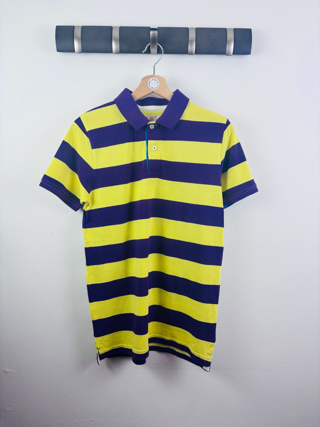 Boden Yellow Navy Striped Polo Shirt 13-14 Years