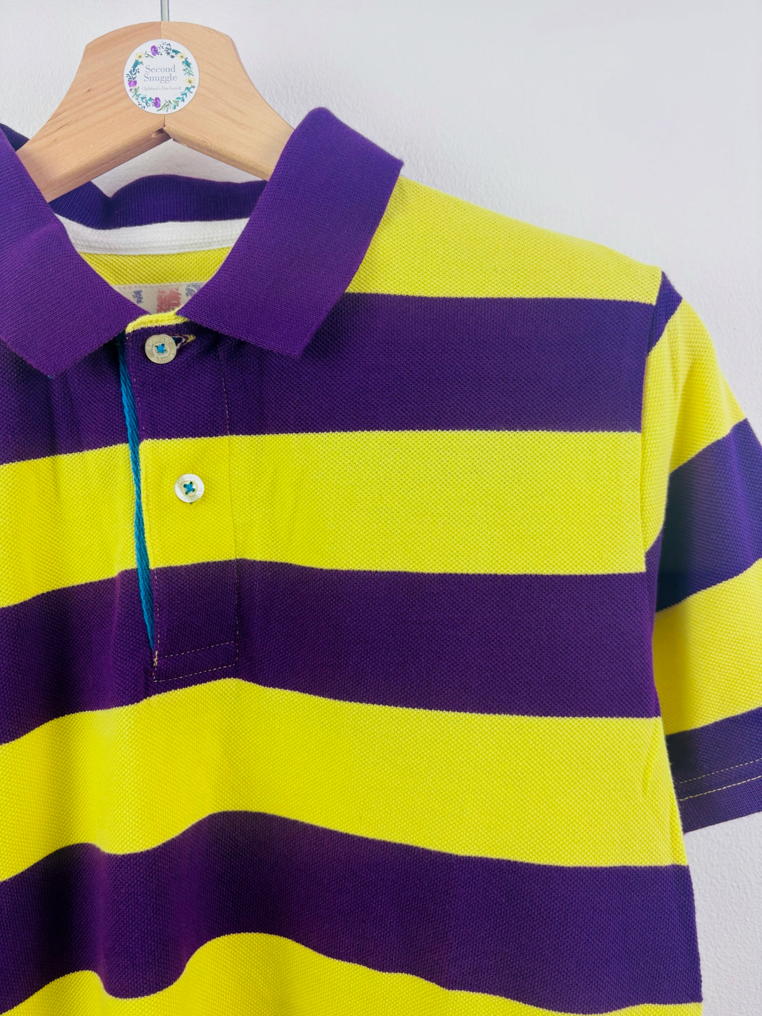 Boden Yellow Navy Striped Polo Shirt 13-14 Years
