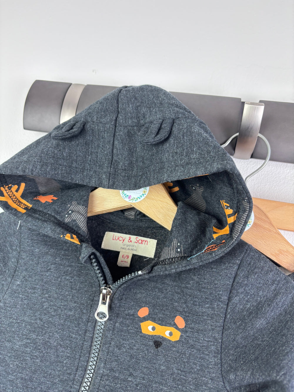 Lucy & Sam Grey Bear Outfit Set Hoodie Top Joggers 6-9 Months-Sets-Second Snuggle Preloved