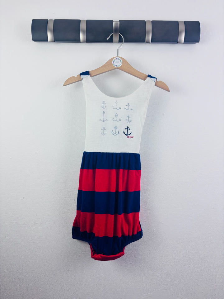 Ralph Lauren White Navy Red Anchor Romper 24 Months