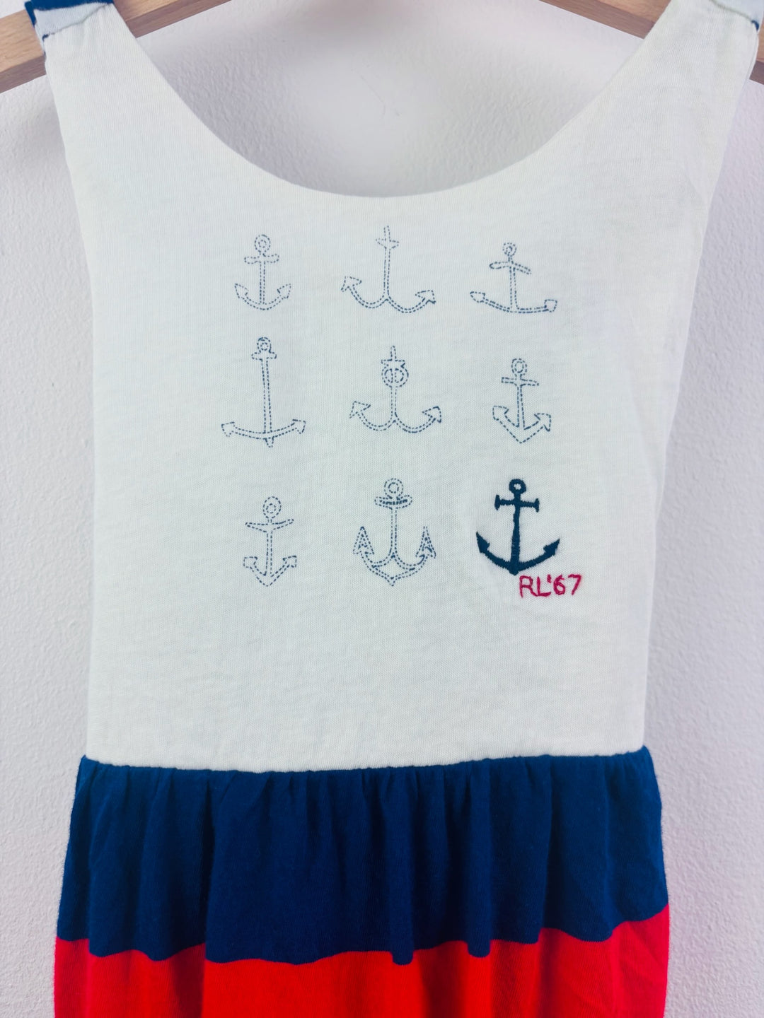 Ralph Lauren White Navy Red Anchor Romper 24 Months