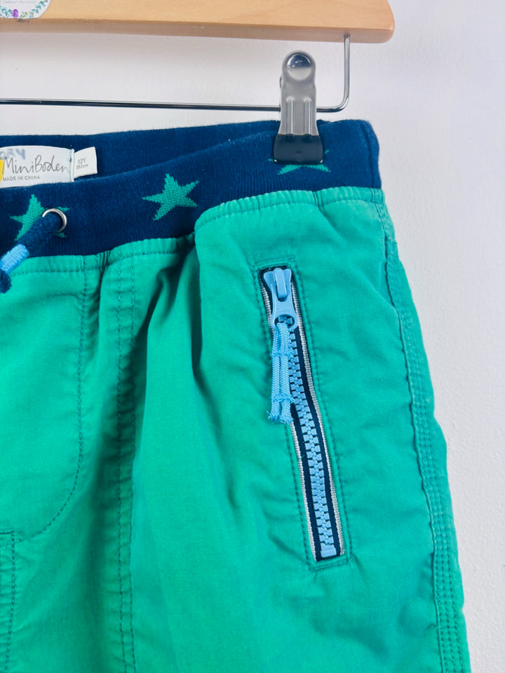 Boden Green Pull-On Shorts Zip Pockets 11-12 Years