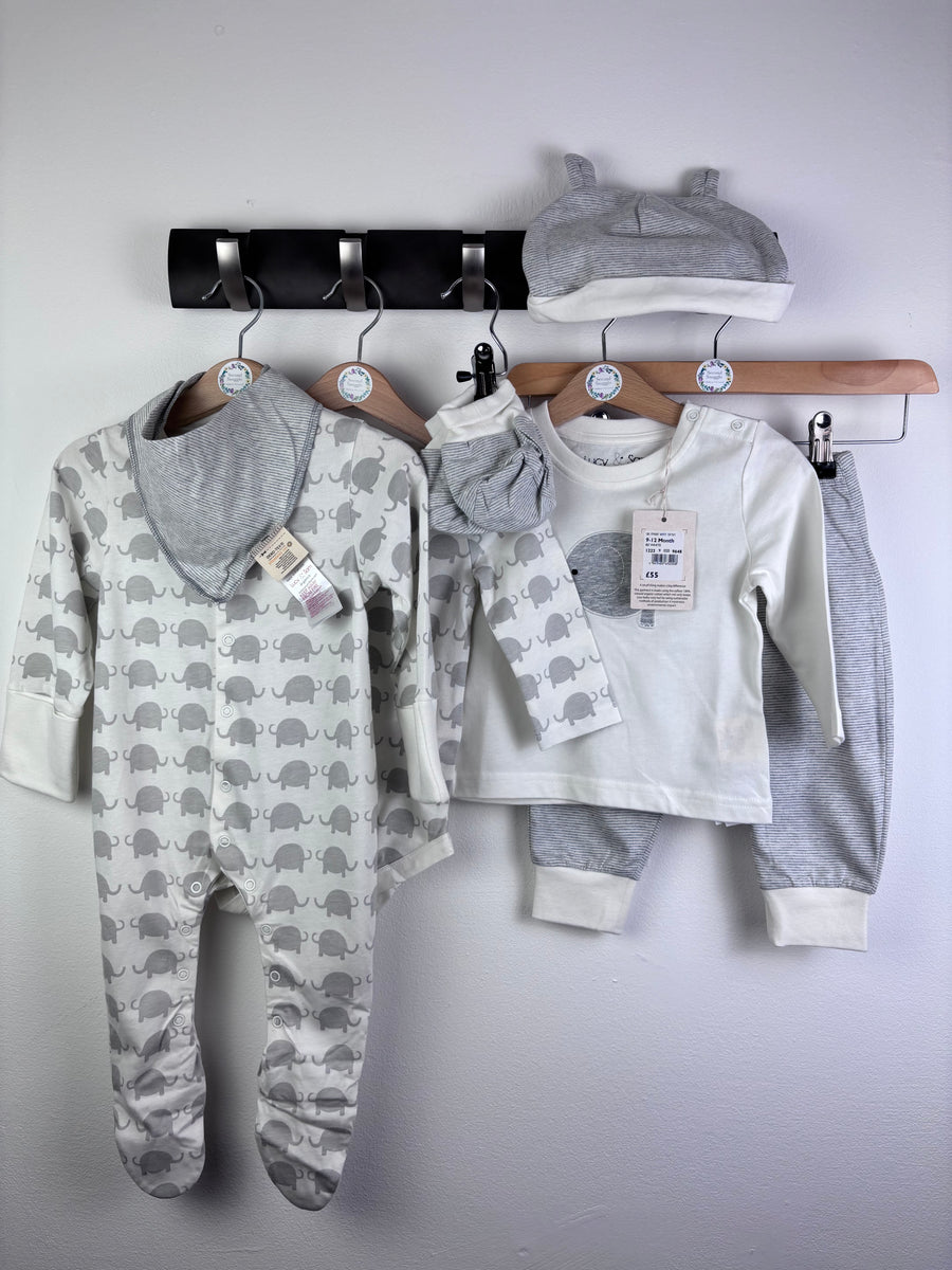 Lucy & Sam Grey Elephant Sleepsuit Set 9–12 Months-Sets-Second Snuggle Preloved