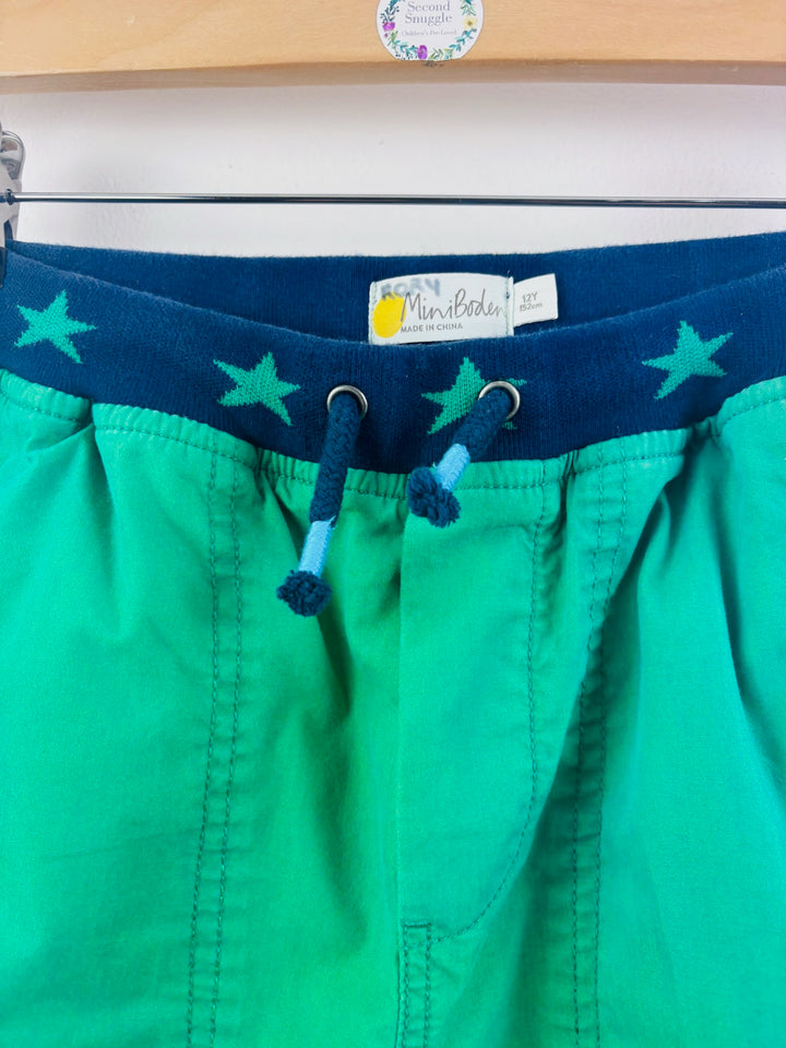 Boden Green Pull-On Shorts Zip Pockets 11-12 Years