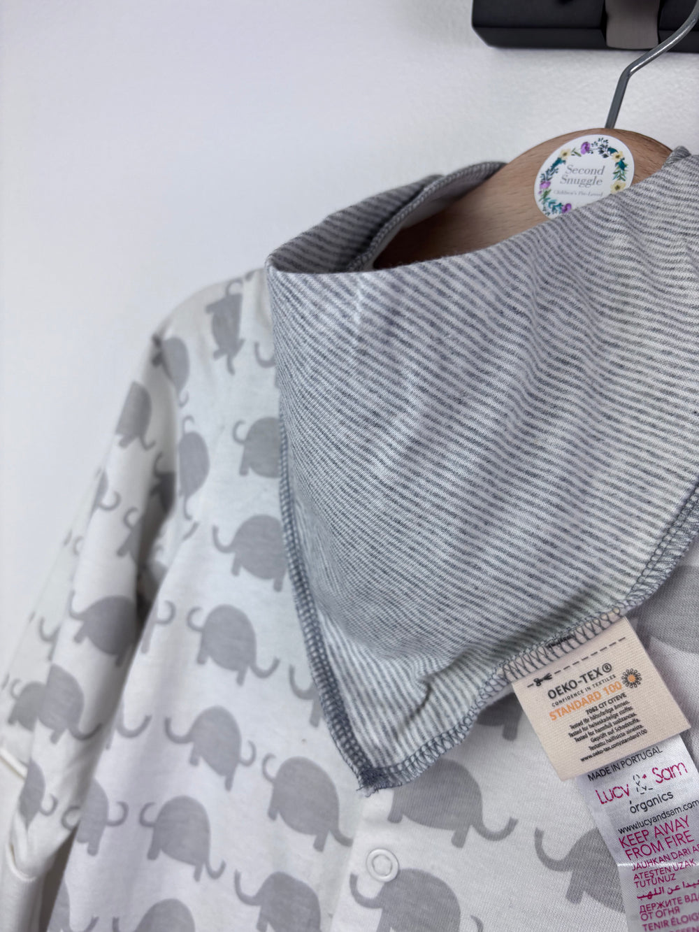 Lucy & Sam Grey Elephant Sleepsuit Set 9–12 Months-Sets-Second Snuggle Preloved