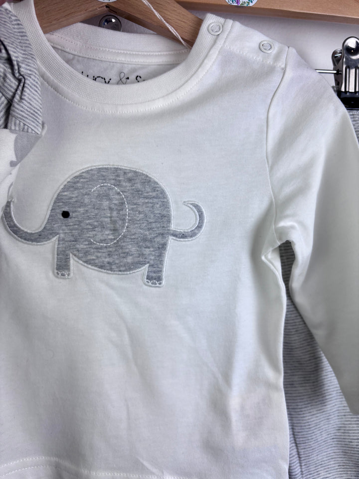 Lucy & Sam Grey Elephant Sleepsuit Set 9–12 Months-Sets-Second Snuggle Preloved