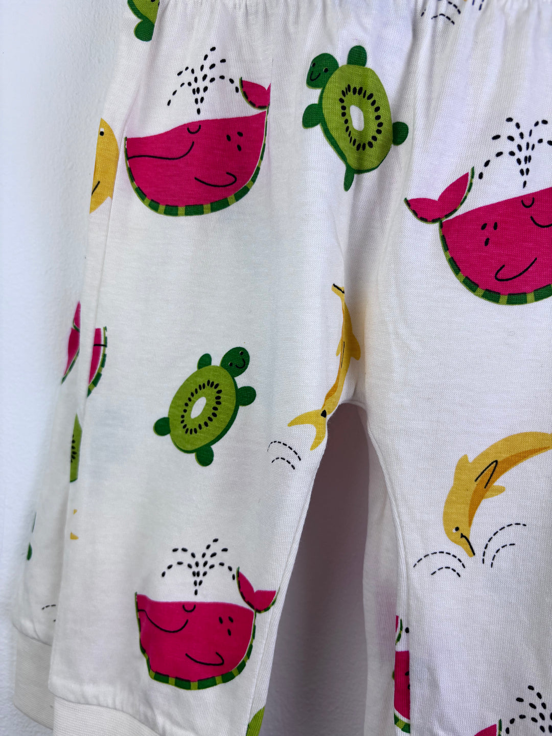 Lucy & Sam White Fruit Print Joggers Set 9-12 Months-Trousers-Second Snuggle Preloved