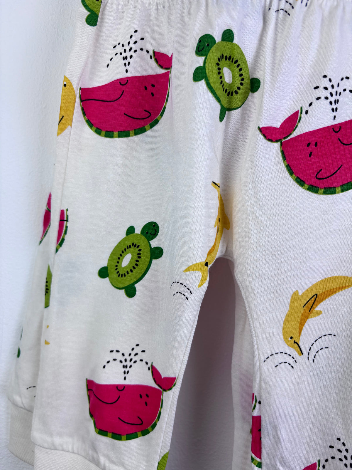 Lucy & Sam White Fruit Print Joggers Set 9-12 Months-Trousers-Second Snuggle Preloved