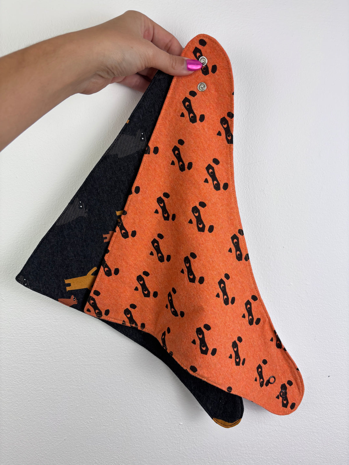 Lucy & Sam Orange Dog Print Dribble Bib One Size-Bibs-Second Snuggle Preloved