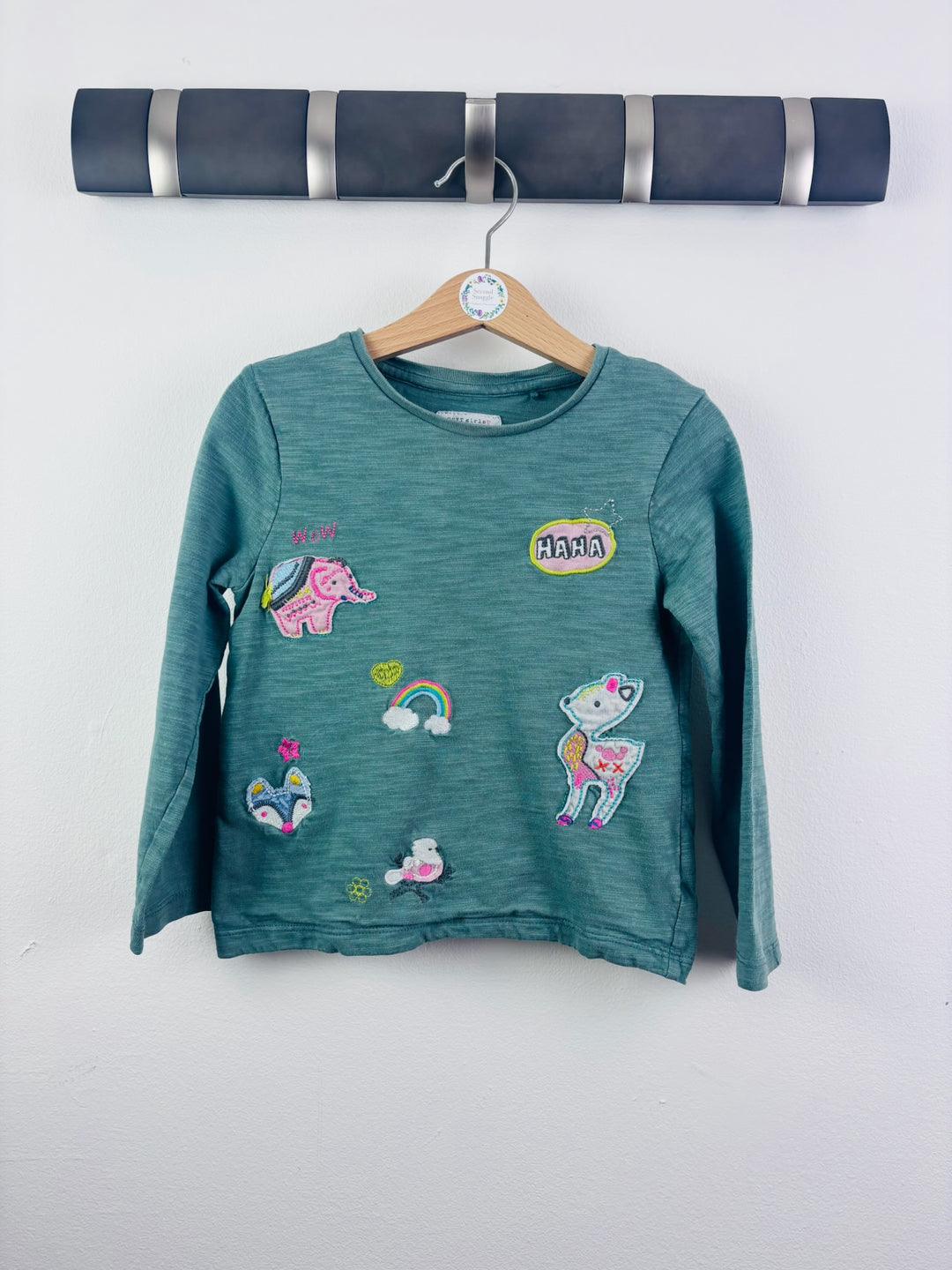 Next Green Embroidered Patch Long Sleeve Top 3-4 Years