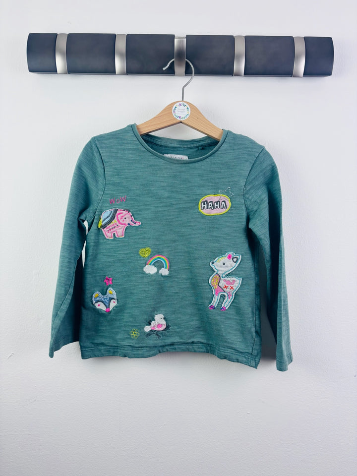 Next Green Embroidered Patch Long Sleeve Top 3-4 Years