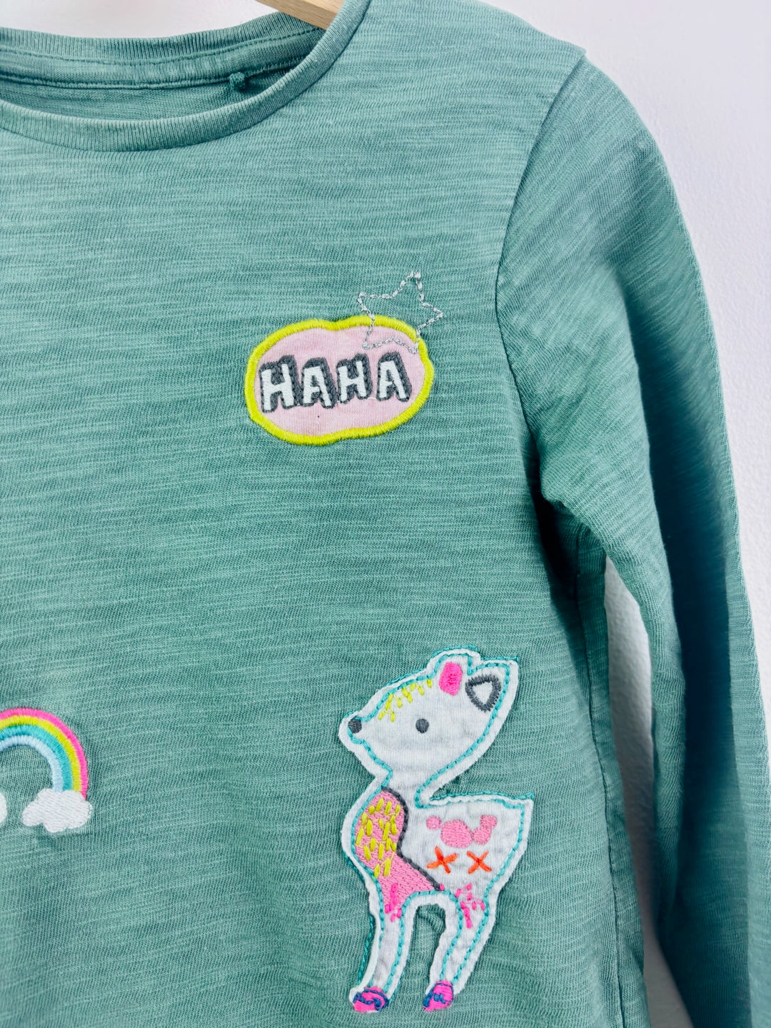 Next Green Embroidered Patch Long Sleeve Top 3-4 Years