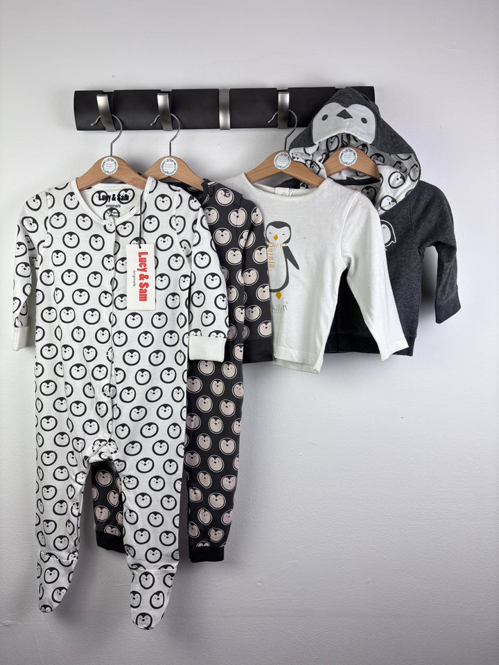 Lucy & Sam Penguin Print 4 Piece Set 6-12 Months-Sets-Second Snuggle Preloved