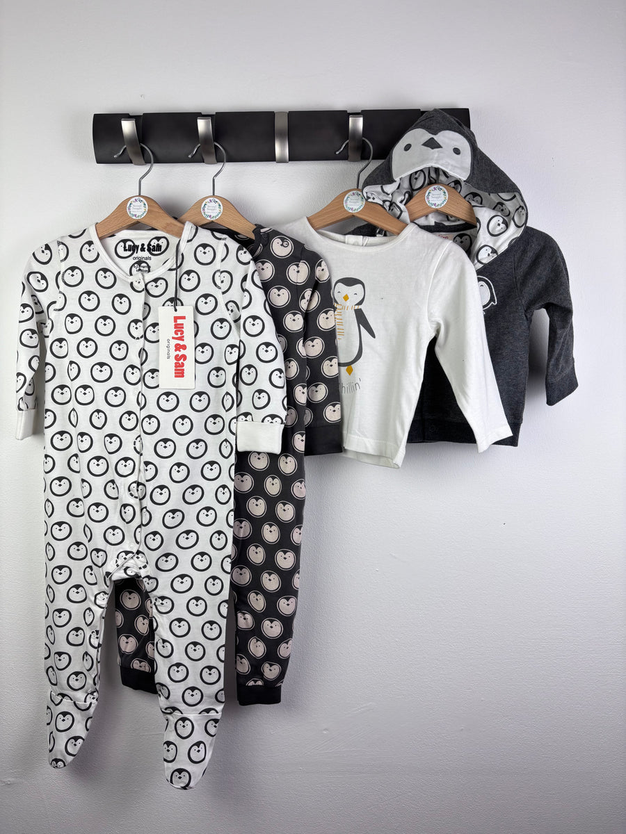 Lucy & Sam Penguin Print 4 Piece Set 6-12 Months-Sets-Second Snuggle Preloved