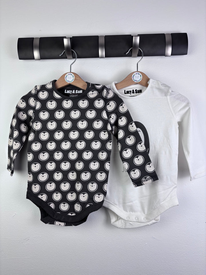 Lucy & Sam Monochrome Bodysuit Set 6-12 Months-Vests-Second Snuggle Preloved