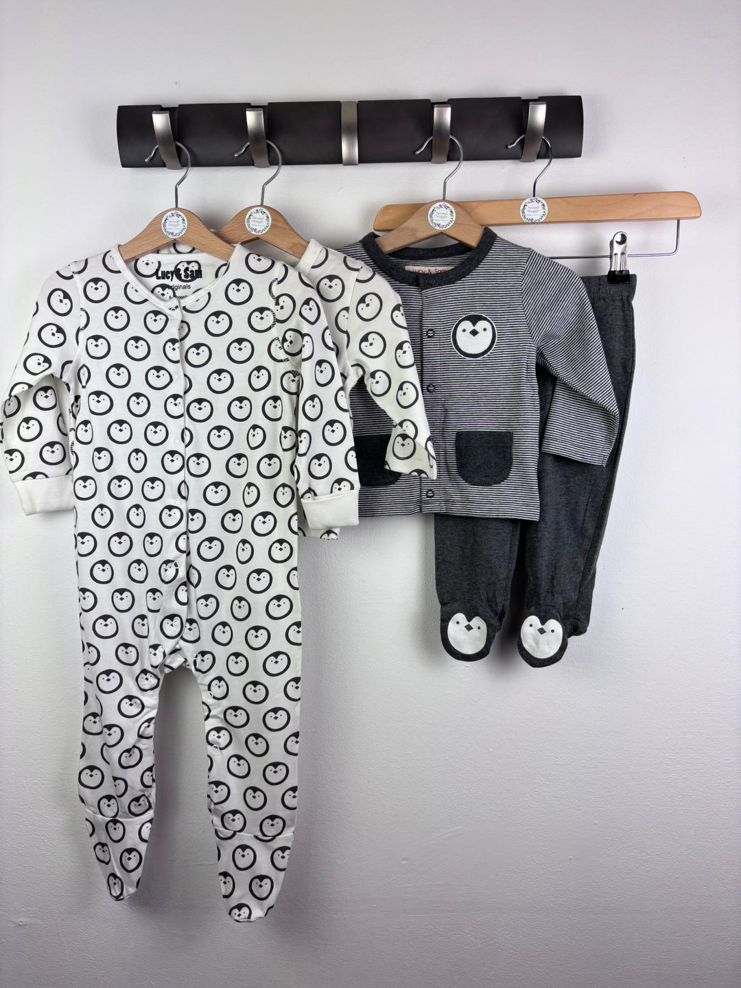 Lucy & Sam Penguin Print 4 Piece Outfit Set 6-9 Months-Sets-Second Snuggle Preloved