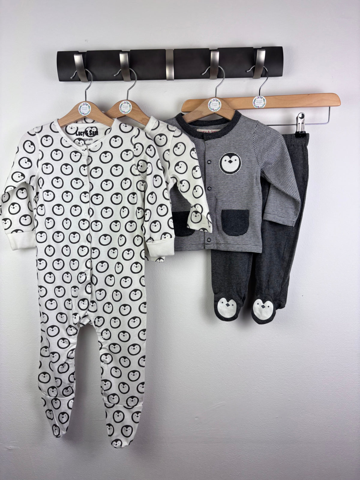 Lucy & Sam Penguin Print 4 Piece Outfit Set 6-9 Months-Sets-Second Snuggle Preloved