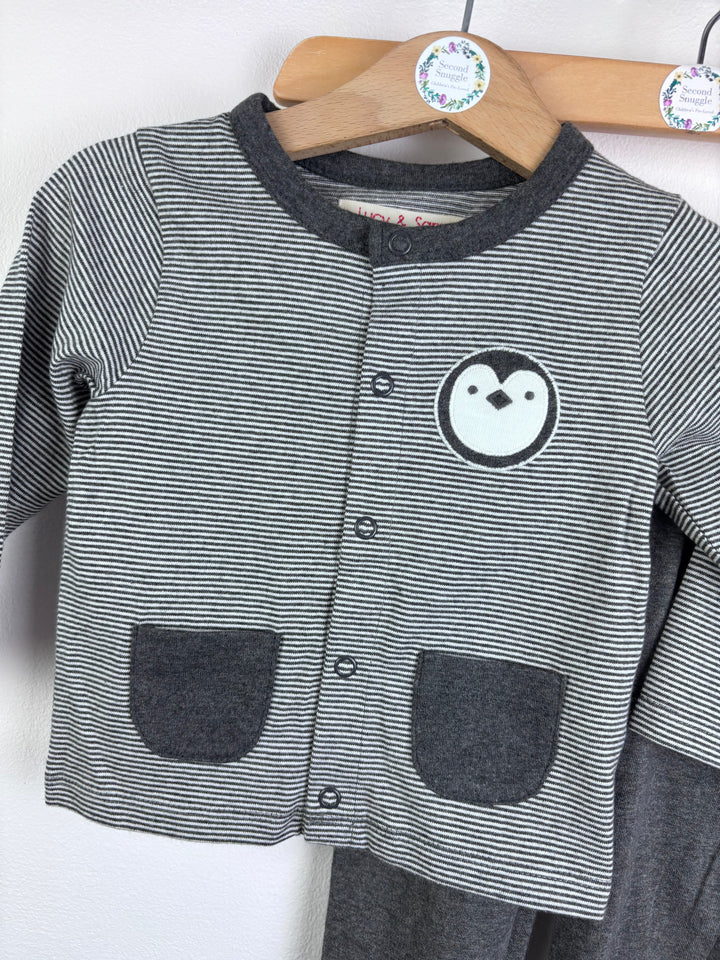 Lucy & Sam Penguin Print 4 Piece Outfit Set 6-9 Months-Sets-Second Snuggle Preloved