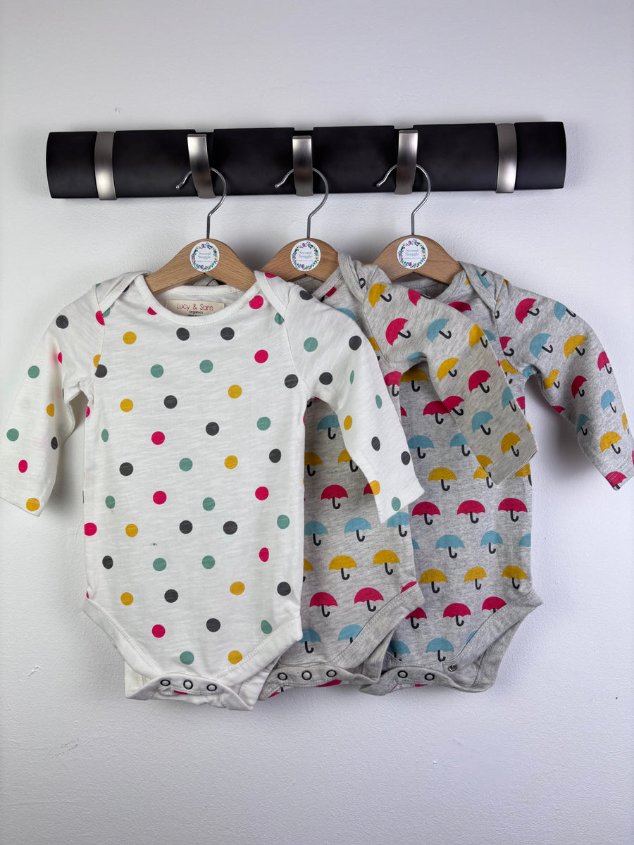 Lucy & Sam Polka Dot & Umbrella Bodysuit Set 6-9 Months-Vests-Second Snuggle Preloved