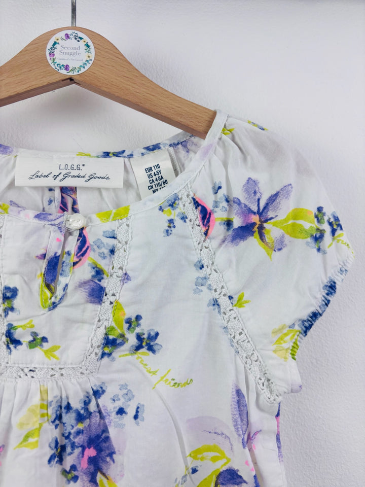 H&M White Floral Blouse Lace Detail 4-5 Years