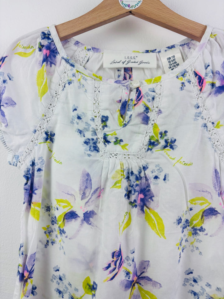 H&M White Floral Blouse Lace Detail 4-5 Years