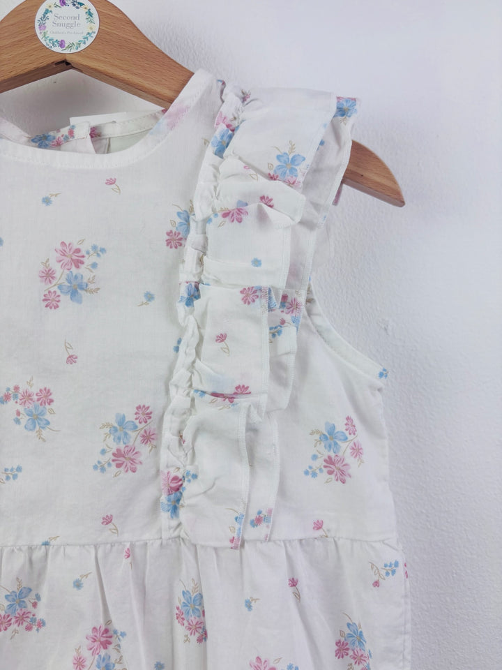 H&M White Floral Ruffle Romper 4-5 Years