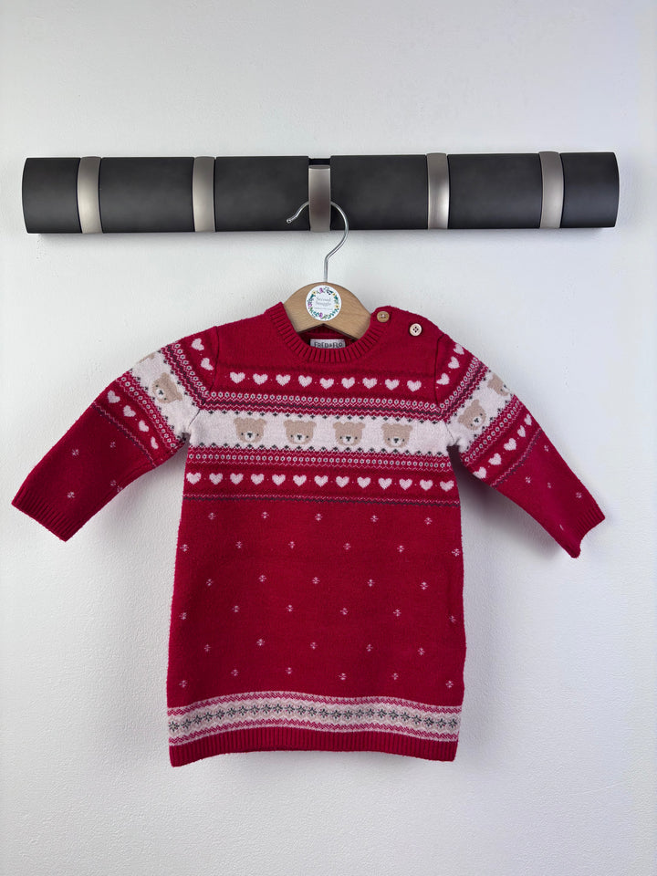 Fred & Flo Red Knitted Dress 3-6 Months-Dresses-Second Snuggle Preloved