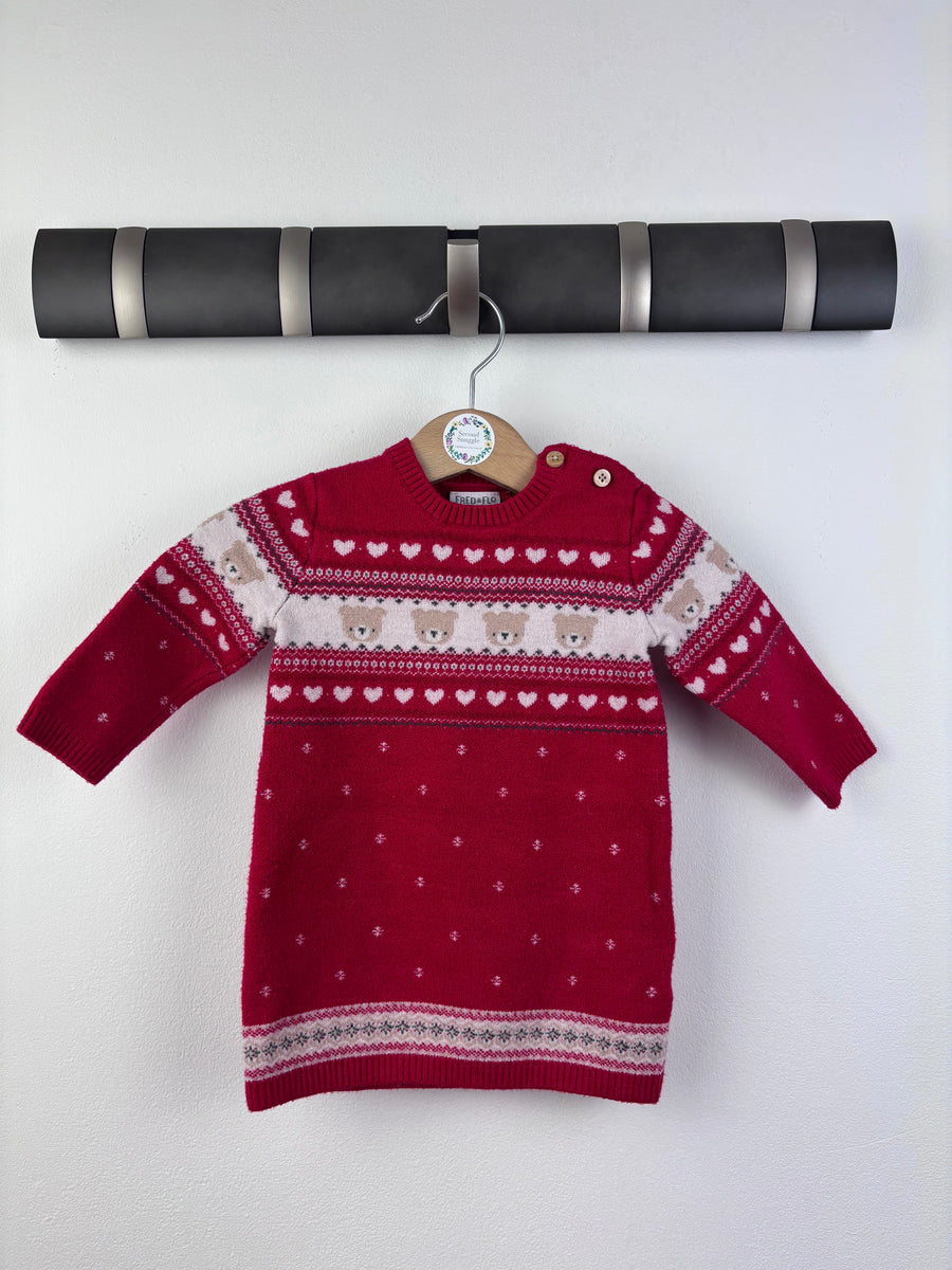 Fred & Flo Red Knitted Dress 3-6 Months-Dresses-Second Snuggle Preloved