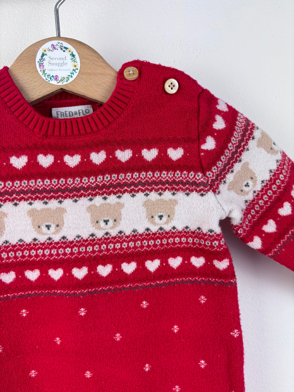 Fred & Flo Red Knitted Dress 3-6 Months-Dresses-Second Snuggle Preloved