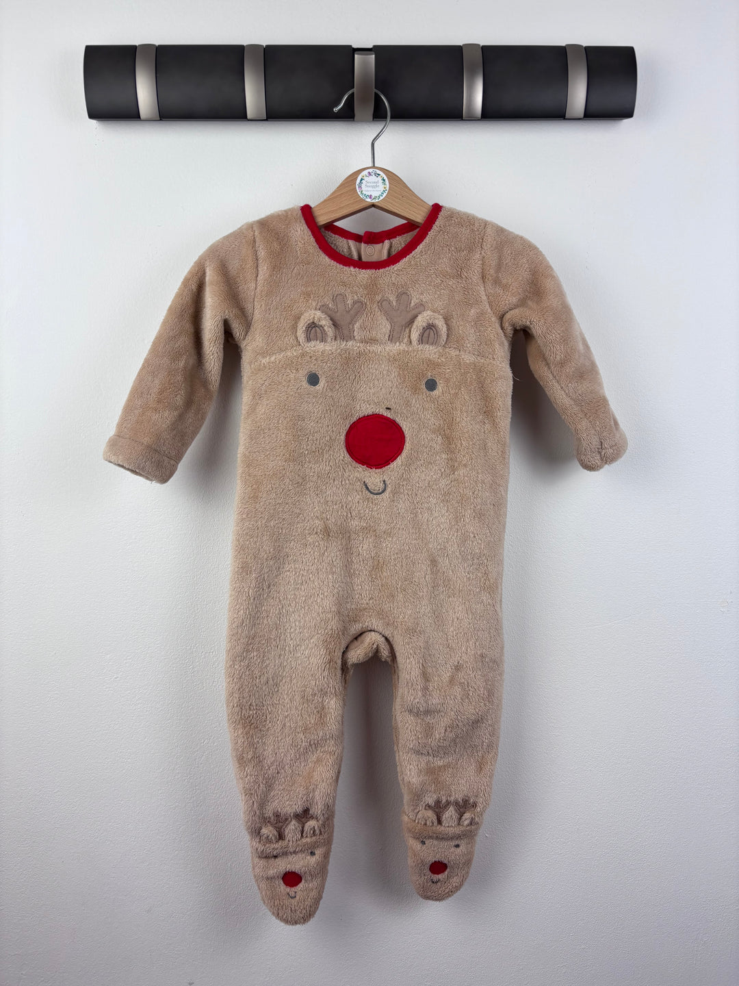 Nutmeg Reindeer Onesie 6-9 Months-Sleepsuits-Second Snuggle Preloved