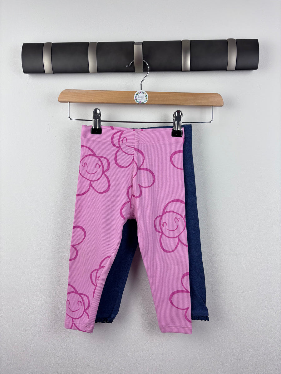 Next Pink Flower Leggings 12-18 Months-Leggings-Second Snuggle Preloved