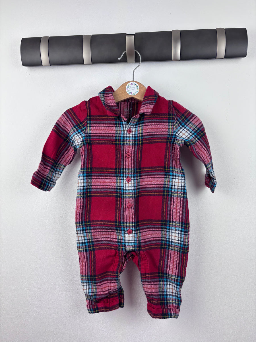M&S Check Romper 3-6 Months-Rompers-Second Snuggle Preloved
