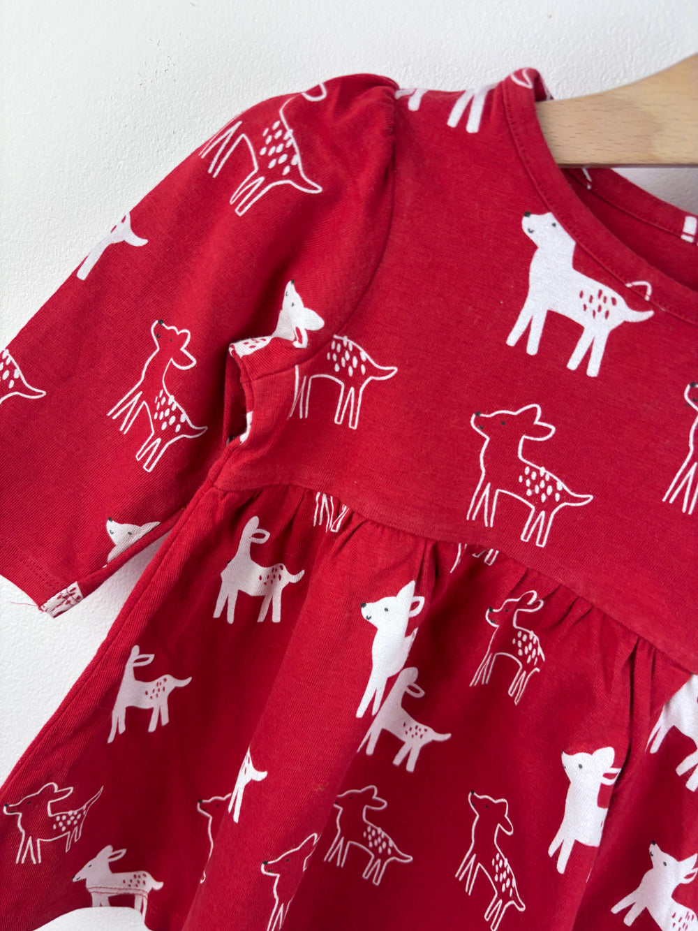 M&S Red Reindeer Dress 6-9 Months-Dresses-Second Snuggle Preloved
