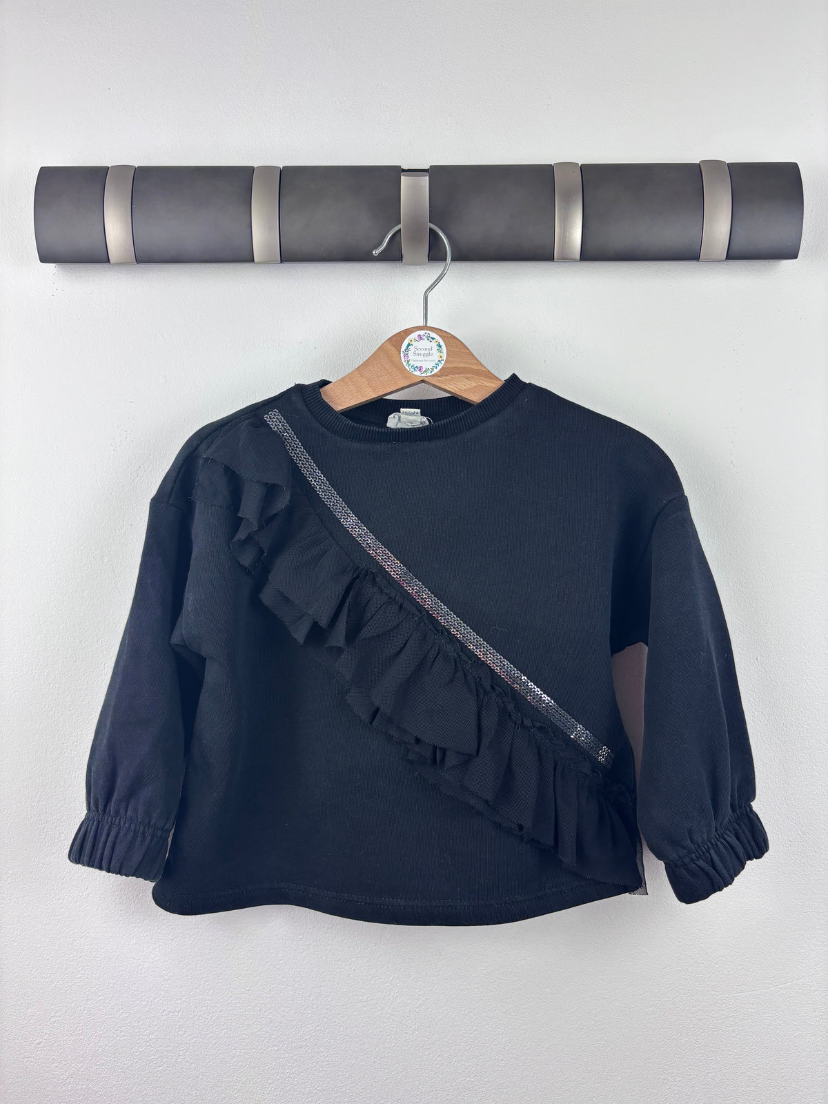 River Island Black Ruffle Jumper 12-18 Months-Jumpers-Second Snuggle Preloved