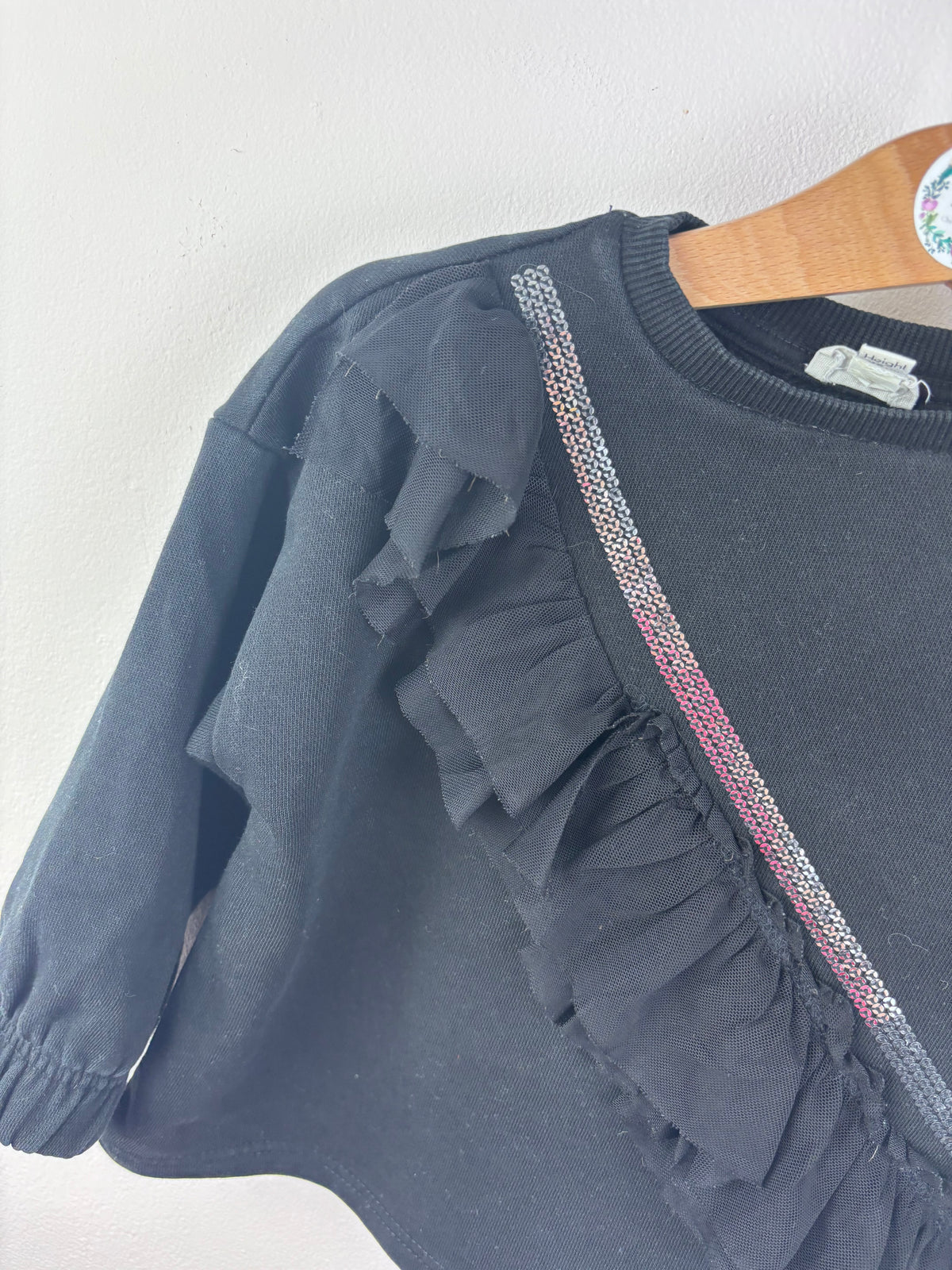 River Island Black Ruffle Jumper 12-18 Months-Jumpers-Second Snuggle Preloved