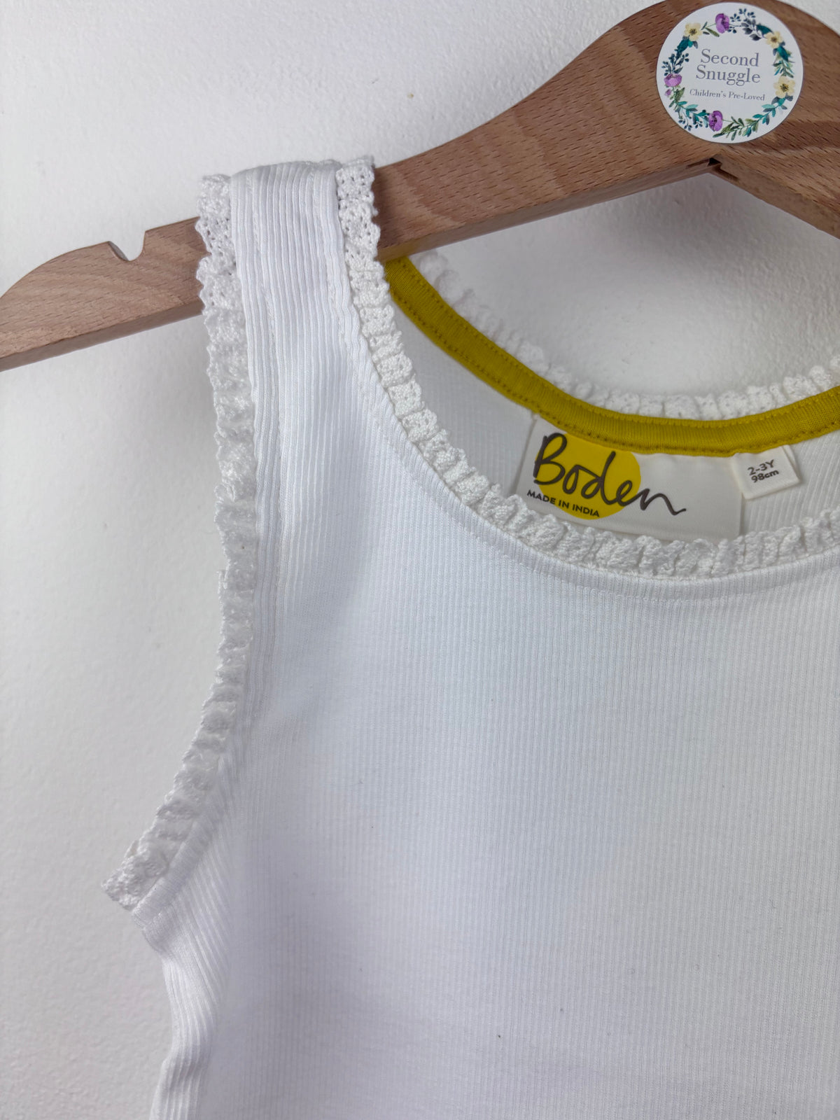 Mini Boden White Vest T-shirt-Tops-Second Snuggle Preloved