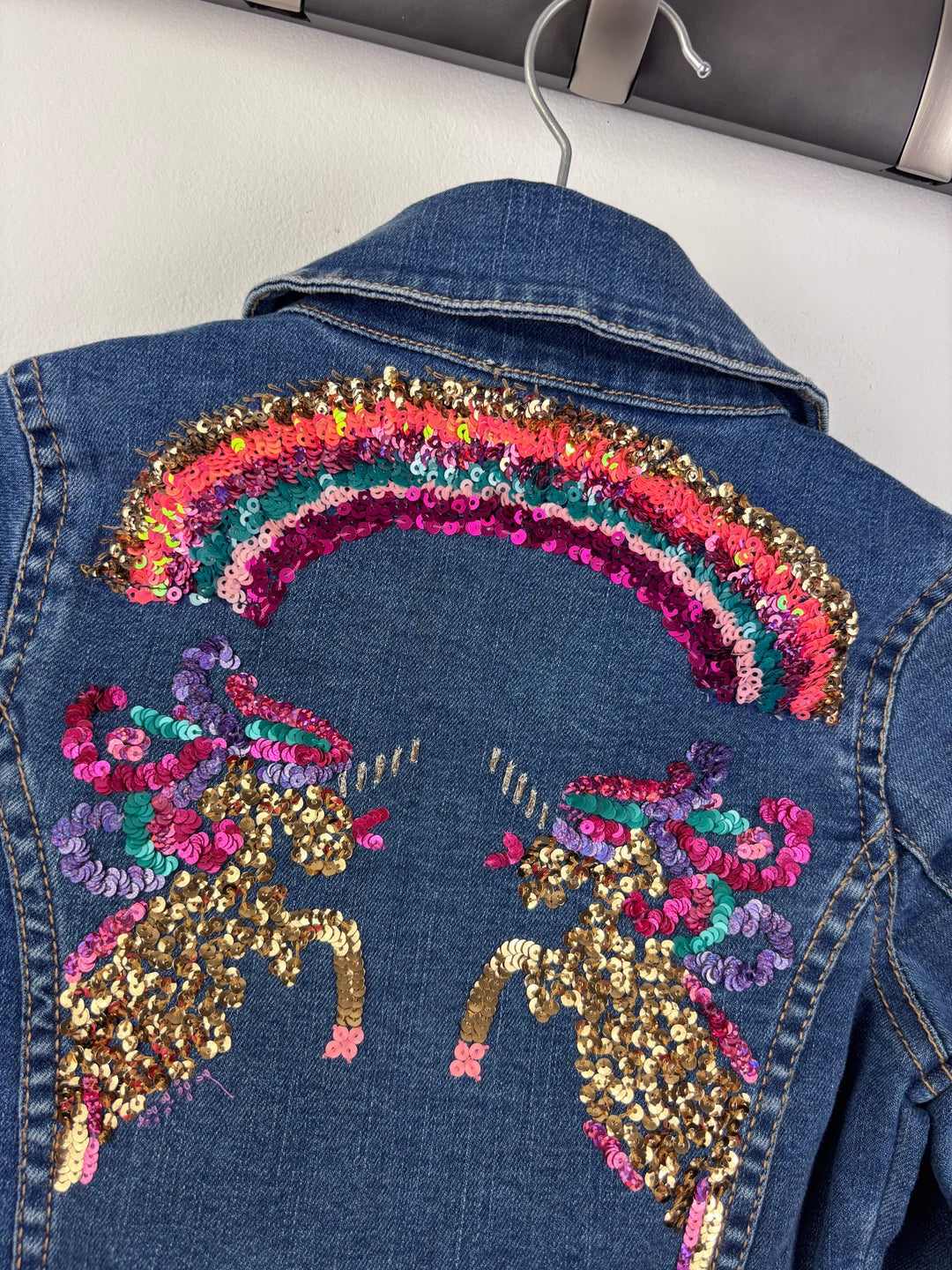 Monsoon Sequin Denim Jacket 5-6 Years