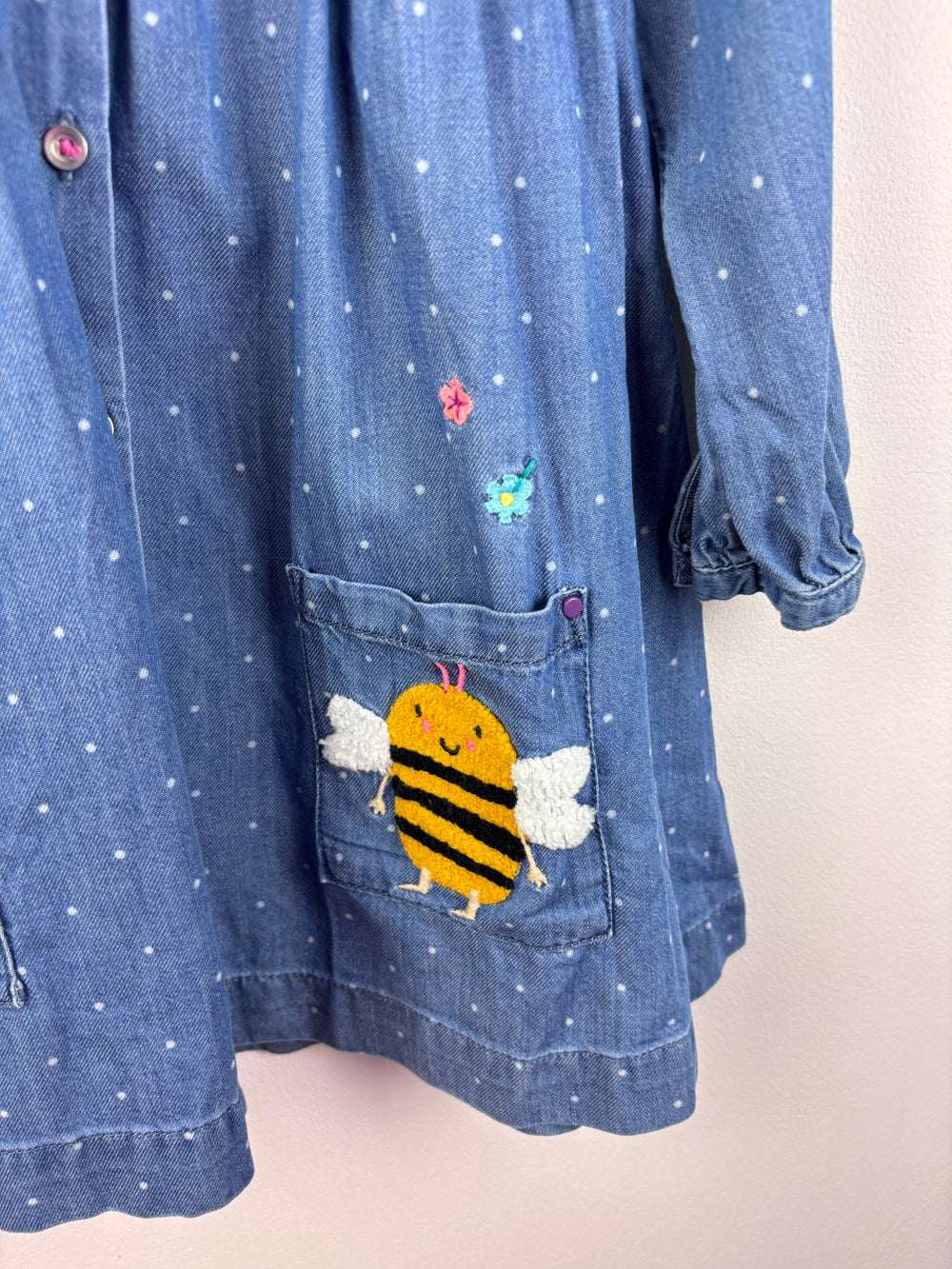 Next Denim Bee Dress 3-4 Years-Dresses-Second Snuggle Preloved
