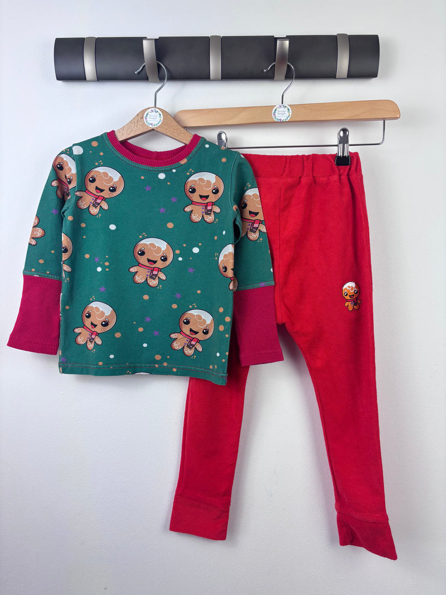 Raspberry Republic Gingerbread Pyjama Set 92/98 (18 Months - 3 Years)-Sets-Second Snuggle Preloved