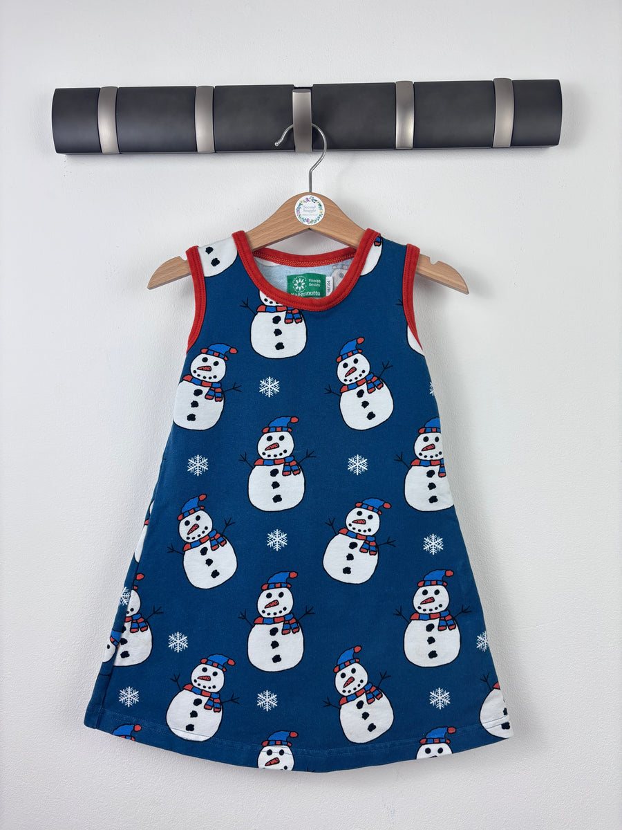 Naperonuttu Snowman Dress 98/104 (3-4 Years)-Dresses-Second Snuggle Preloved