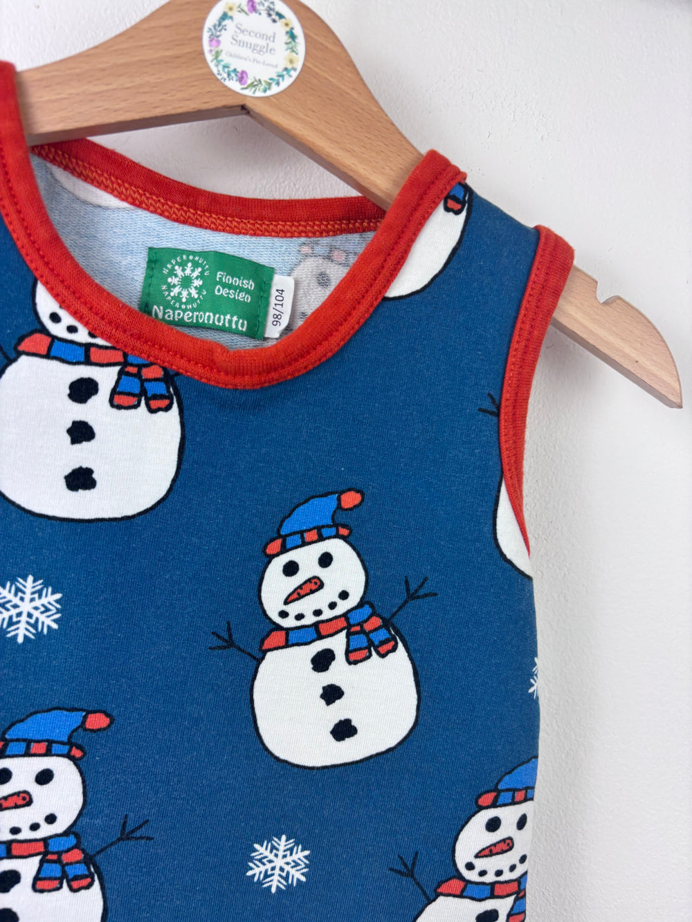 Naperonuttu Snowman Dress 98/104 (3-4 Years)-Dresses-Second Snuggle Preloved