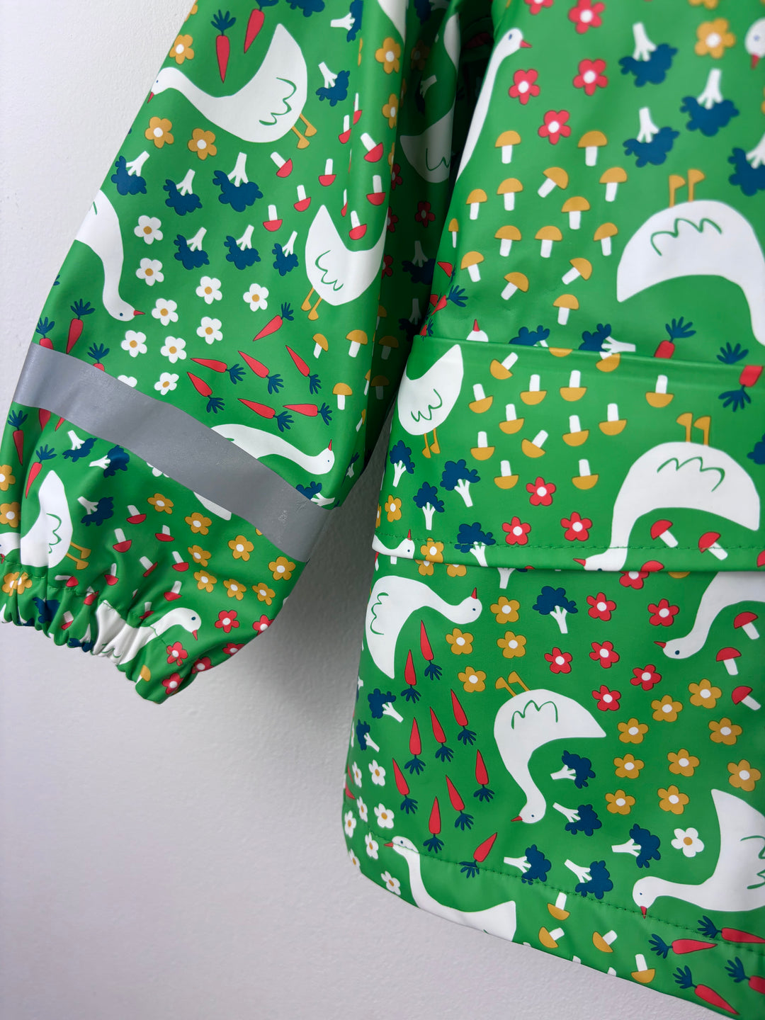 Frugi Green Duck Print Fleece Lined Raincoat 3-4 Years-Coats-Second Snuggle Preloved