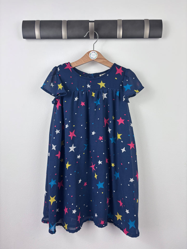 Frugi Navy Colourful Print Short Sleeve Dress 4-5 Years-Dresses-Second Snuggle Preloved