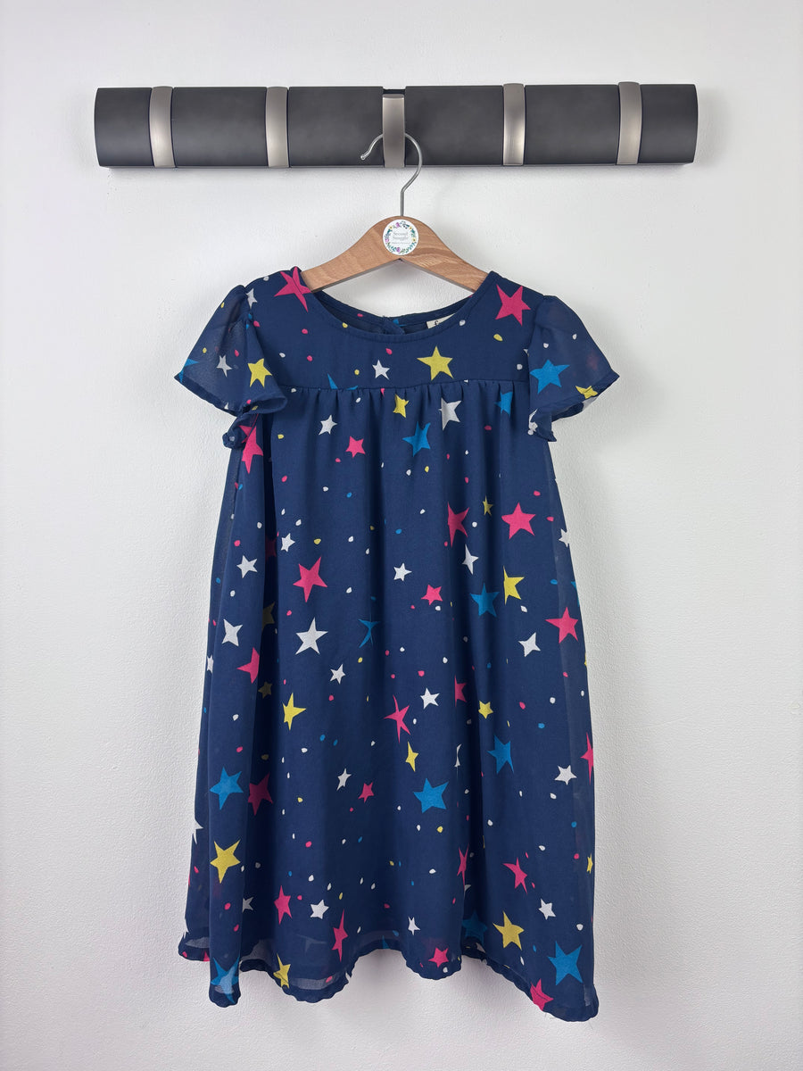Frugi Navy Colourful Print Short Sleeve Dress 4-5 Years-Dresses-Second Snuggle Preloved