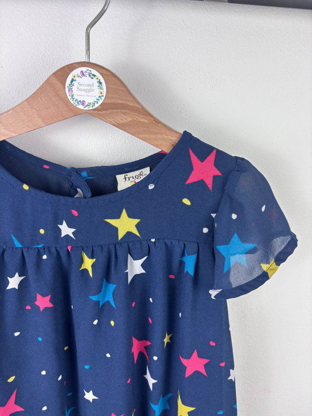 Frugi Navy Colourful Print Short Sleeve Dress 4-5 Years-Dresses-Second Snuggle Preloved
