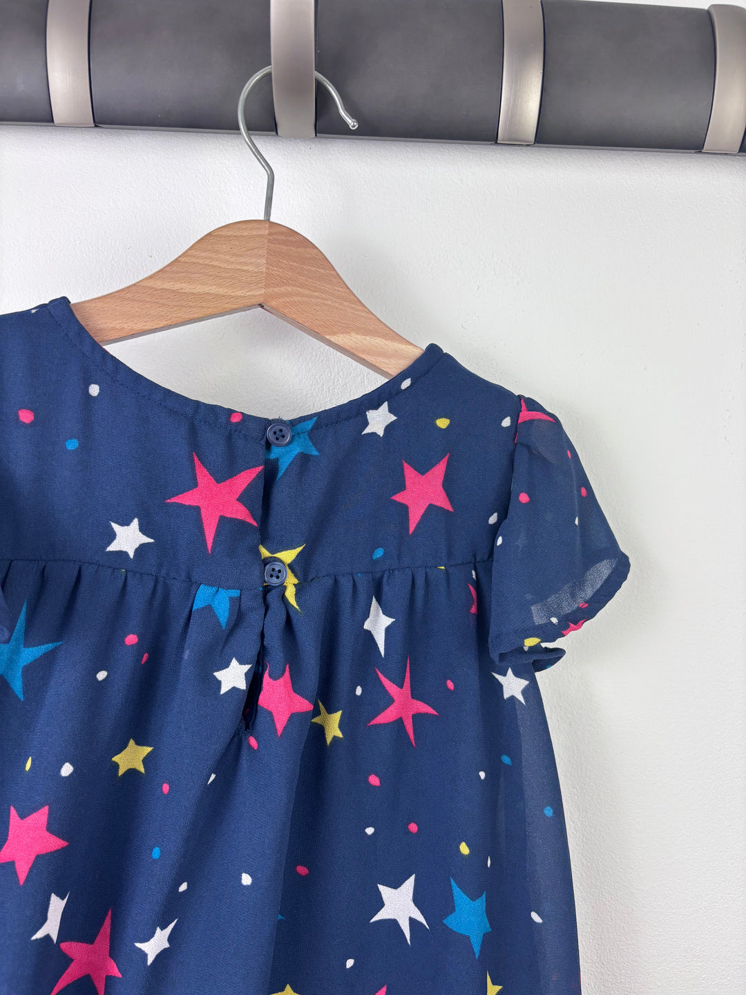Frugi Navy Colourful Print Short Sleeve Dress 4-5 Years-Dresses-Second Snuggle Preloved